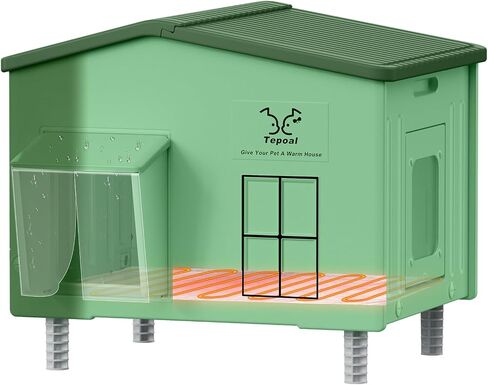 Indestructible Heated Cat House for Outdoor Cats in Winter, 100% Waterproof & Weatherproof Heated Cat House for Outside, Fully Insulated Feral Cat Shelter for Outdoor Barn Strays, 16 x 12 x 13 in in Saudi Arabia