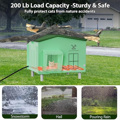 Indestructible Heated Cat House for Outdoor Cats in Winter, 100% Waterproof & Weatherproof Heated Cat House for Outside, Fully Insulated Feral Cat Shelter for Outdoor Barn Strays, 16 x 12 x 13 in in Saudi Arabia