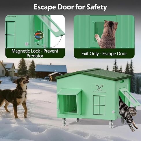Indestructible Heated Cat House for Outdoor Cats in Winter, 100% Waterproof & Weatherproof Heated Cat House for Outside, Fully Insulated Feral Cat Shelter for Outdoor Barn Strays, 16 x 12 x 13 in in Saudi Arabia