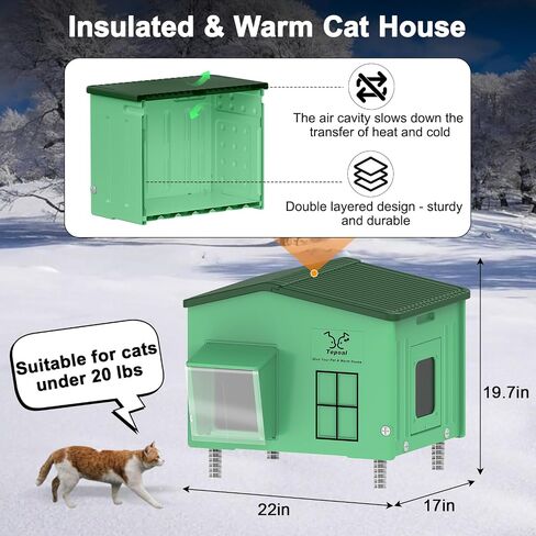 Indestructible Heated Cat House for Outdoor Cats in Winter, 100% Waterproof & Weatherproof Heated Cat House for Outside, Fully Insulated Feral Cat Shelter for Outdoor Barn Strays, 16 x 12 x 13 in in Saudi Arabia