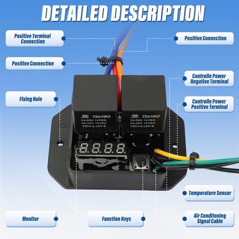 Digital Thermatic Fan Switch Kits DC-0444, 12V and 24V Adjustable Temperature Range Dual Radiator Fan Kit, 104ºF-230ºF Electric Thermatic Fan Controller Switch Kit Replace 0444 in Saudi Arabia