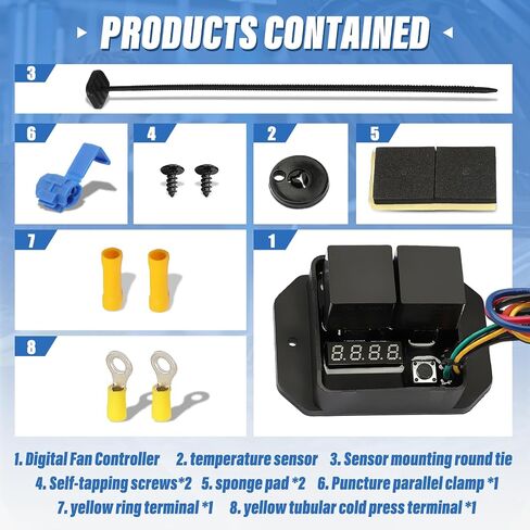 Digital Thermatic Fan Switch Kits DC-0444, 12V and 24V Adjustable Temperature Range Dual Radiator Fan Kit, 104ºF-230ºF Electric Thermatic Fan Controller Switch Kit Replace 0444 in Saudi Arabia