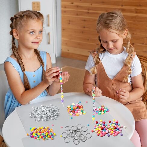 مجموعة Watinc Diy Macaron Bead Keychain Kit - 696pcs bag bag charms cute beads bracelet neckleace make kits kits ، strifts strieds for excedities escorse party gift form in Saudi Arabia