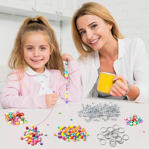 مجموعة Watinc Diy Macaron Bead Keychain Kit - 696pcs bag bag charms cute beads bracelet neckleace make kits kits ، strifts strieds for excedities escorse party gift form in Saudi Arabia