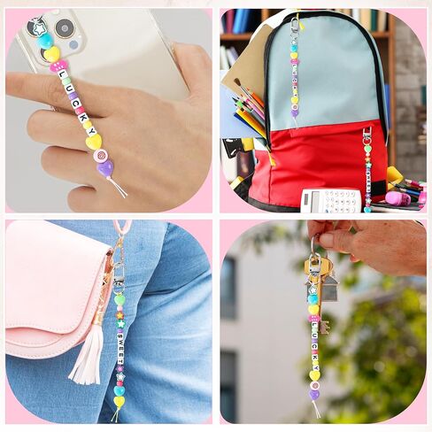 مجموعة Watinc Diy Macaron Bead Keychain Kit - 696pcs bag bag charms cute beads bracelet neckleace make kits kits ، strifts strieds for excedities escorse party gift form in Saudi Arabia