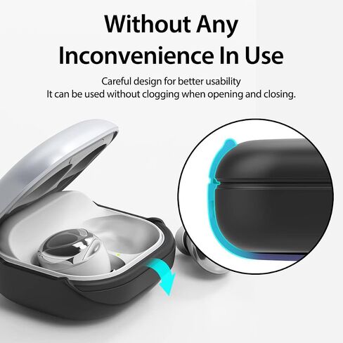 araree Bean Soft and Flexible Shockproof Silicone Cover for Samsung Galaxy Buds FE Case (2023) / Galaxy Buds 2 Pro (2022) / Galaxy Buds 2 / Buds Pro (2021) / Buds Live (2020) with Keychain (Black) in Kuwait