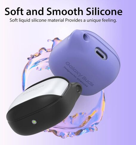 araree Bean Soft and Flexible Shockproof Silicone Cover for Samsung Galaxy Buds FE Case (2023) / Galaxy Buds 2 Pro (2022) / Galaxy Buds 2 / Buds Pro (2021) / Buds Live (2020) with Keychain (Black) in Kuwait