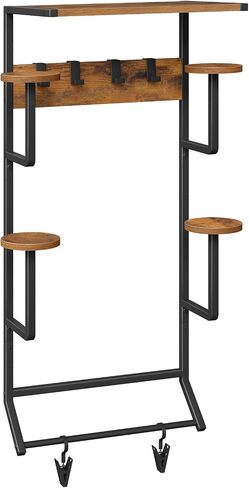 HOOBRO Motorcycle Helmet Rack Wall Mount, Helmet Holder with Hanging Rod, Storage Display Rack with 2 Glove Clamps and 4 Hooks, for Motorcycle Gear and Accessories, Rustic Brown and Black BF02TK01 in Saudi Arabia