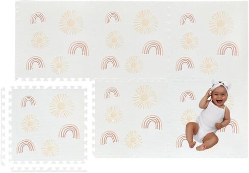 Simple Kid Co. Play Mat for Baby, Toddler and Infants, Six Interlocking Tiles Made with Soft Non-Toxic EVA Foam, 4x6 feet (Terrazzo) (SKC06) in Saudi Arabia