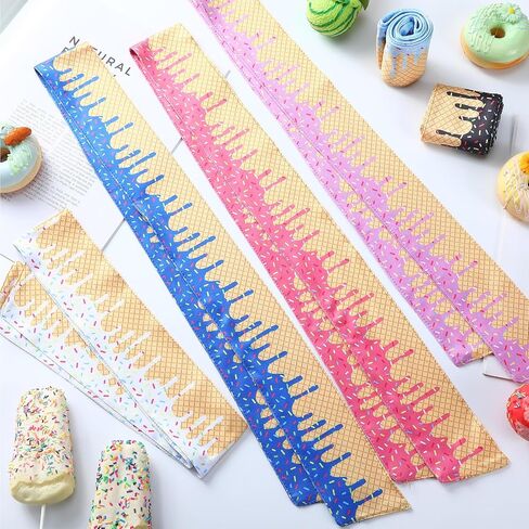 6 Pcs Baseball Ice Cream Drip Headband Adjustable Tie Hairband Ice Cream Drip Baseball Stuff Moisture Wicking Workout Breathable Soft Elastic Sweatband for Women Men Sports Basketball Tennis Running in Saudi Arabia