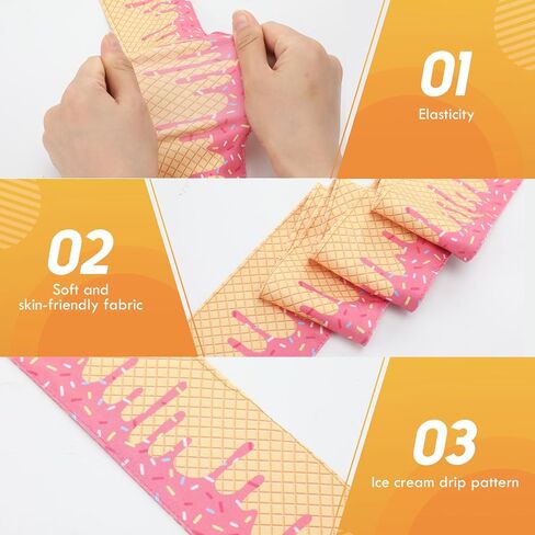 6 Pcs Baseball Ice Cream Drip Headband Adjustable Tie Hairband Ice Cream Drip Baseball Stuff Moisture Wicking Workout Breathable Soft Elastic Sweatband for Women Men Sports Basketball Tennis Running in Saudi Arabia