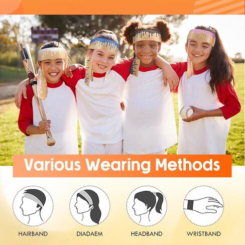 6 Pcs Baseball Ice Cream Drip Headband Adjustable Tie Hairband Ice Cream Drip Baseball Stuff Moisture Wicking Workout Breathable Soft Elastic Sweatband for Women Men Sports Basketball Tennis Running in Saudi Arabia