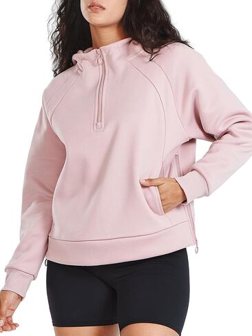 ALLZERO Women's Sweatshirt Cropped Hoodies Fleece Quarter Zipper Pullover Sweaters Fall Winter Fashion 2026 Clothes in Kuwait