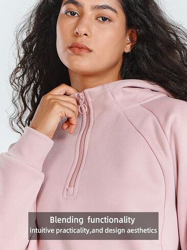 ALLZERO Women's Sweatshirt Cropped Hoodies Fleece Quarter Zipper Pullover Sweaters Fall Winter Fashion 2026 Clothes in Kuwait