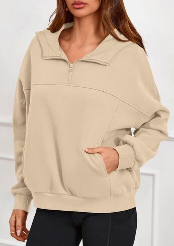 هوديس من Prettygarden Womens اقتصاص Sweece Sweece Sweece 2025 Fall Fashion Quarter Zip Pullover Long Sleeve Tops Winter Clothes in Saudi Arabia