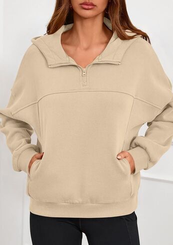 هوديس من Prettygarden Womens اقتصاص Sweece Sweece Sweece 2025 Fall Fashion Quarter Zip Pullover Long Sleeve Tops Winter Clothes in Saudi Arabia