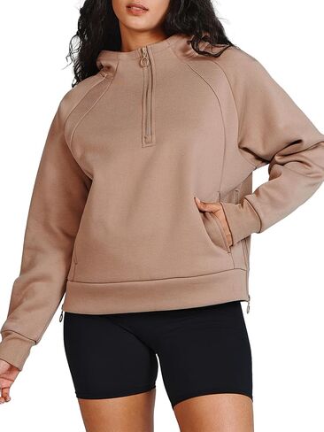 ALLZERO Women's Sweatshirt Cropped Hoodies Fleece Quarter Zipper Pullover Sweaters Fall Winter Fashion 2026 Clothes in Kuwait