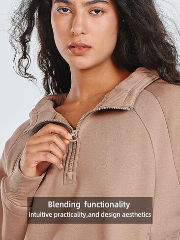 ALLZERO Women's Sweatshirt Cropped Hoodies Fleece Quarter Zipper Pullover Sweaters Fall Winter Fashion 2026 Clothes in Kuwait