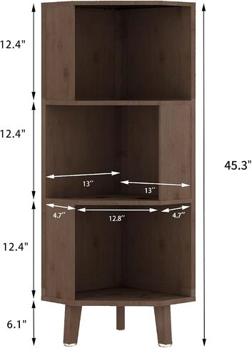 5-Tier Corner Bookshelf Bamboo Bookcase 71.5″ Corner Storage Shelves for Living Room,Bedroom,Kitchen, Study,Home Office in Saudi Arabia
