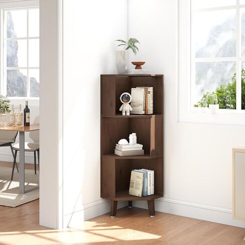 5-Tier Corner Bookshelf Bamboo Bookcase 71.5″ Corner Storage Shelves for Living Room,Bedroom,Kitchen, Study,Home Office in Saudi Arabia