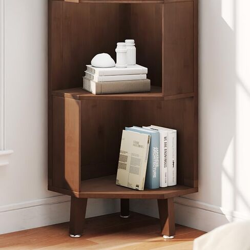 5-Tier Corner Bookshelf Bamboo Bookcase 71.5″ Corner Storage Shelves for Living Room,Bedroom,Kitchen, Study,Home Office in Saudi Arabia