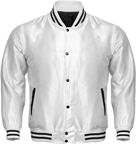 Varsity Letterman Baseball Bomber Vintage Retro All Poly Satin Jacket in Kuwait