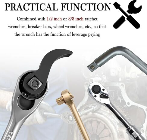 2PCS 1/2" & 3/8" Adjustable Pry Bar Wrench Adapter Head,Upgraded Crowbar Adapter Head with Square Interface for Tight Space,Universal Car Tools Half Shaft CV Axle Removal Tool in Saudi Arabia