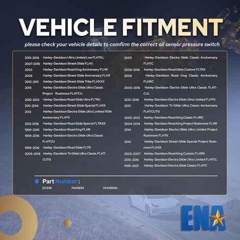 ENA Engine Oil Aost Sensor Switch متوافق مع 1999 2000 2001 2002 2003 2004 2005 2006 2007 2008 2009 2010 2010 2012 2013 2014 2015 2016 Harley Davidson Replacement for 321396 7443899 7443899a in Kuwait