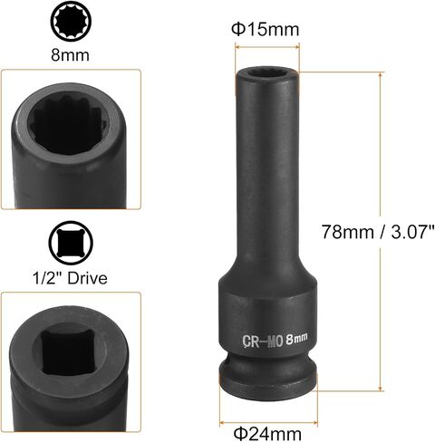 HARFINGTON 12-Point Deep Impact Socket 1/2 Inch Drive 41mm Metric Chrome Molybdenum Alloy Steel Spindle Axle Nut Impact Socket in Saudi Arabia