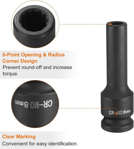 HARFINGTON 12-Point Deep Impact Socket 1/2 Inch Drive 41mm Metric Chrome Molybdenum Alloy Steel Spindle Axle Nut Impact Socket in Saudi Arabia