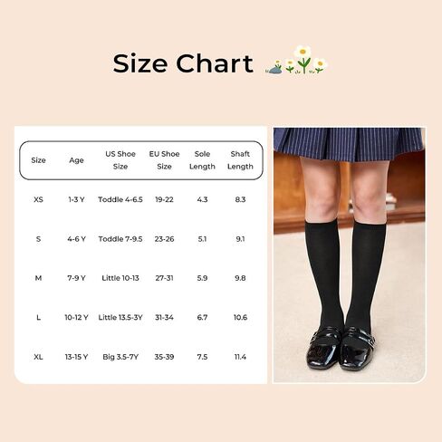 Haloumoning 3 Pack Girls Knee High School Uniform Dress Socks Kids Long Seamless Toe Cotton Tube Socks 1-15 Years in Saudi Arabia