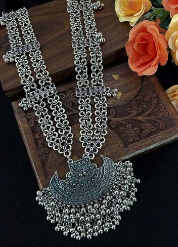 Statement Ethnic Indian Silver Oxidized Boho Fashion Handmade Afghani Tribal Necklace Jewelry in Saudi Arabia