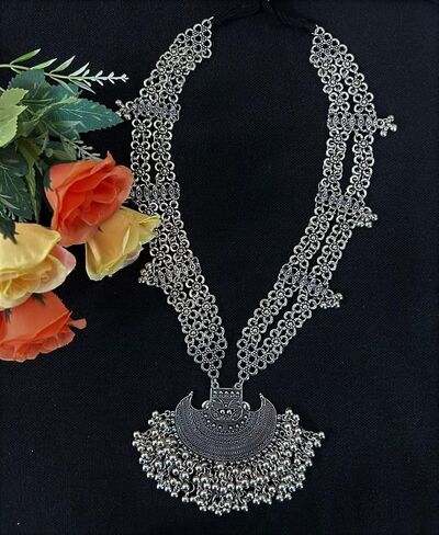Statement Ethnic Indian Silver Oxidized Boho Fashion Handmade Afghani Tribal Necklace Jewelry in Saudi Arabia