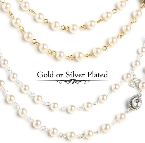 Virgins Saints & Angels 6mm Pearl Crystal Multi-Strand Layered Wrap Necklace for Women, Luxury Fashion Statement Jewelry in Saudi Arabia