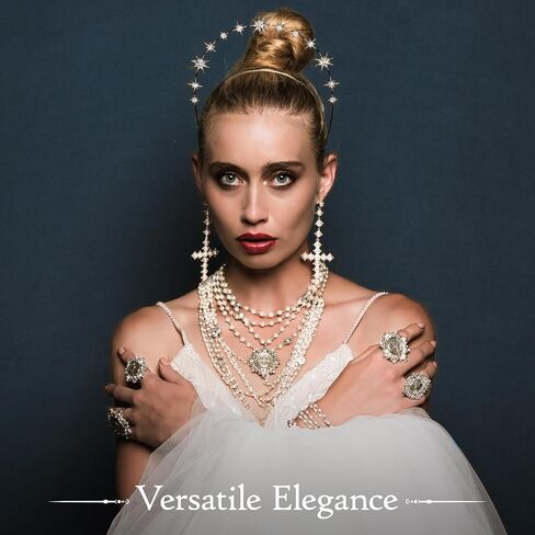Virgins Saints & Angels 6mm Pearl Crystal Multi-Strand Layered Wrap Necklace for Women, Luxury Fashion Statement Jewelry in Saudi Arabia