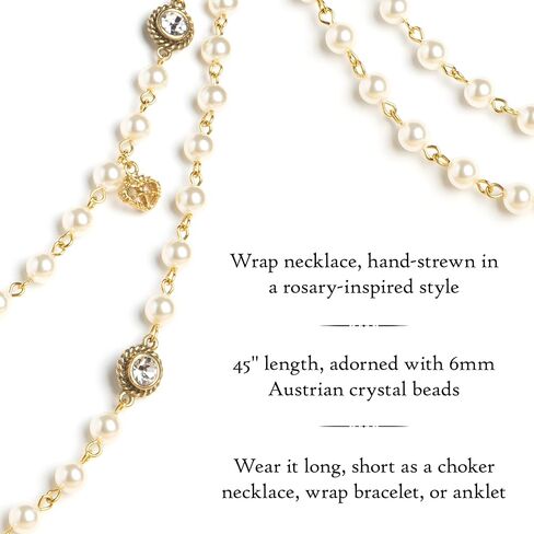 Virgins Saints & Angels 6mm Pearl Crystal Multi-Strand Layered Wrap Necklace for Women, Luxury Fashion Statement Jewelry in Saudi Arabia