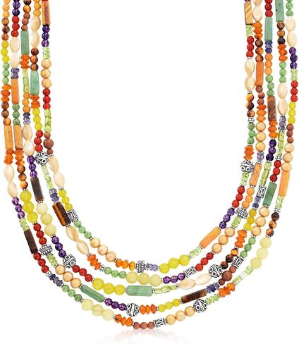 Ross-Simons 33.65 ct. t.w. Multi-Gemstone Multi-Strand Bead Necklace in Sterling Silver in Saudi Arabia