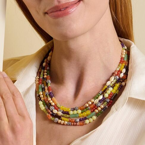 Ross-Simons 33.65 ct. t.w. Multi-Gemstone Multi-Strand Bead Necklace in Sterling Silver in Saudi Arabia