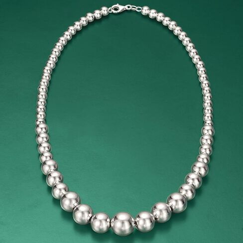 Ross-Simons Italian 6-14mm Sterling Silver Bead Necklace Tradlace in Saudi Arabia