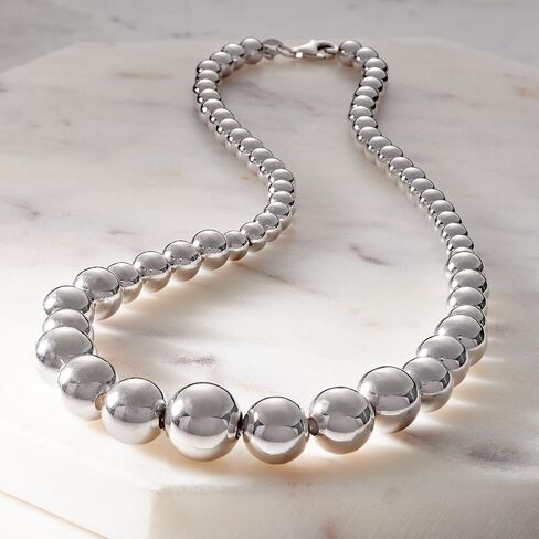 Ross-Simons Italian 6-14mm Sterling Silver Bead Necklace Tradlace in Saudi Arabia