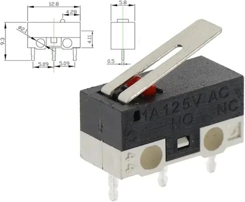 مفتاح الحد الأقصى الدقيق ، SPDT 3-Pin ، 1A 125V ، رافعة الأسطوانة ، لا توجد محطات NC PCB ، 20 عبوة (مقبض 1A 125V 500pcs) in Saudi Arabia