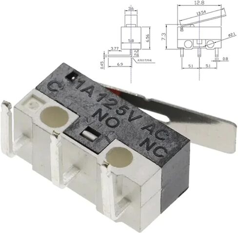 مفتاح الحد الأقصى الدقيق ، SPDT 3-Pin ، 1A 125V ، رافعة الأسطوانة ، لا توجد محطات NC PCB ، 20 عبوة (مقبض 1A 125V 500pcs) in Saudi Arabia