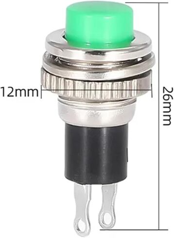 10mm Momentary Push Button Switch, Panel Mount, Off-(ON), 0.5A 250VAC, Multiple Colors (Green 5PCS) in Saudi Arabia