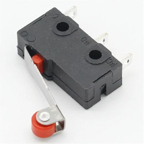 Micro Limit Switch with Roller Lever, SPDT Snap Action, 5A 125V-250V AC, 20x10x6mm, Black in Saudi Arabia
