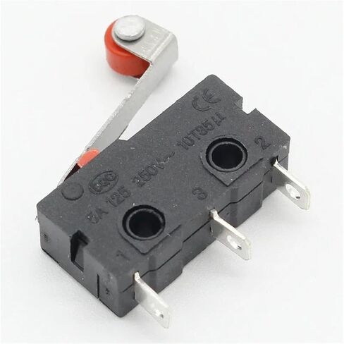 Micro Limit Switch with Roller Lever, SPDT Snap Action, 5A 125V-250V AC, 20x10x6mm, Black in Saudi Arabia