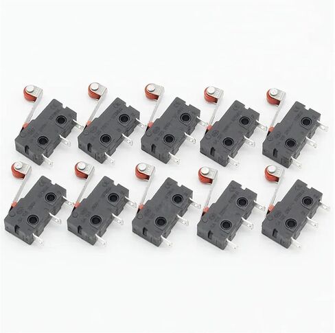 Micro Limit Switch with Roller Lever, SPDT Snap Action, 5A 125V-250V AC, 20x10x6mm, Black in Saudi Arabia