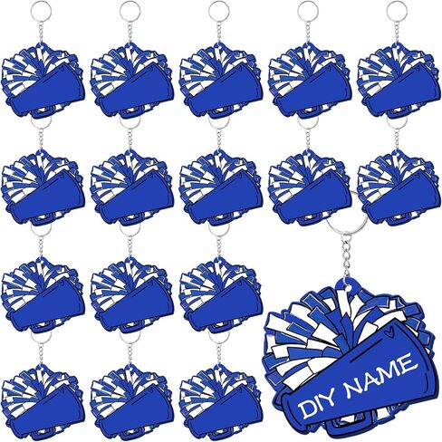 Tondiamo 20 Pcs Megaphone Cheer Bag Tag Bulk Cheerleader Pom Pom Bag Tag DIY Cheerleading Acrylic Luggage Keychains Gift(Blue) in Saudi Arabia