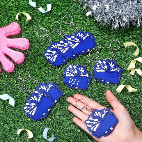 Tondiamo 20 Pcs Megaphone Cheer Bag Tag Bulk Cheerleader Pom Pom Bag Tag DIY Cheerleading Acrylic Luggage Keychains Gift(Blue) in Saudi Arabia