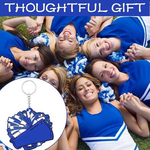 Tondiamo 20 Pcs Megaphone Cheer Bag Tag Bulk Cheerleader Pom Pom Bag Tag DIY Cheerleading Acrylic Luggage Keychains Gift(Blue) in Saudi Arabia