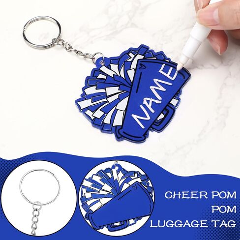 Tondiamo 20 Pcs Megaphone Cheer Bag Tag Bulk Cheerleader Pom Pom Bag Tag DIY Cheerleading Acrylic Luggage Keychains Gift(Blue) in Saudi Arabia